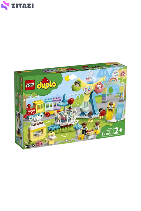 لگوسری دوپلو کد 10956 LEGO DUPLO Town Amusement Park 10956 Fairground Building Toy with a Train, Ferris Wheel, Horse Carousel and More; New 2021 (95 Pieces)